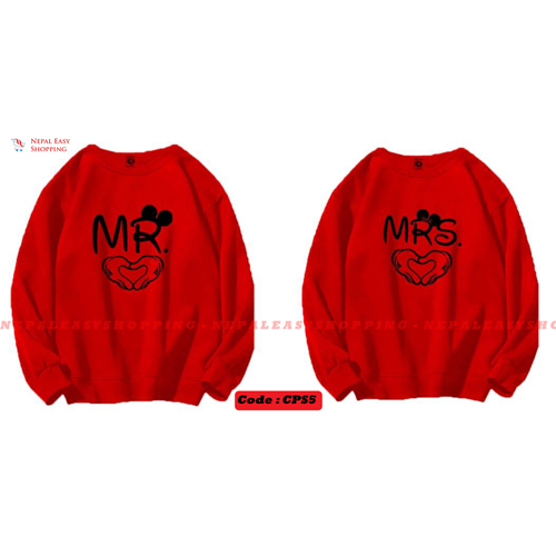 MR & MRS - Red Matching Couple Hoodies - His and Her SweatShirts
