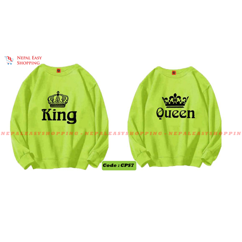 King & Queen - Green Matching Couple Hoodies - His and Her SweatShirts