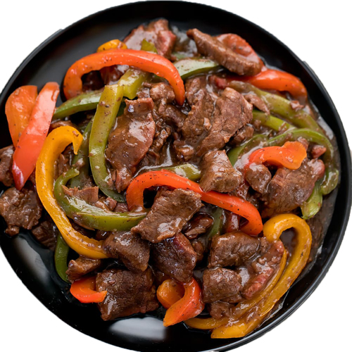 Pepper Steak (Serve with french fries,noodles sauteed veg and mushroom sauce )