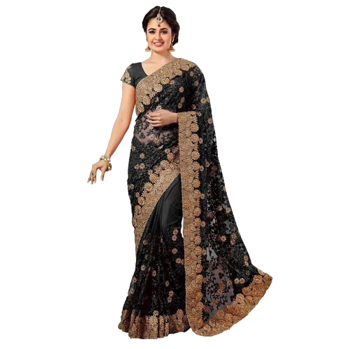 Black Color Banarasi Saree with Blouse For Women
