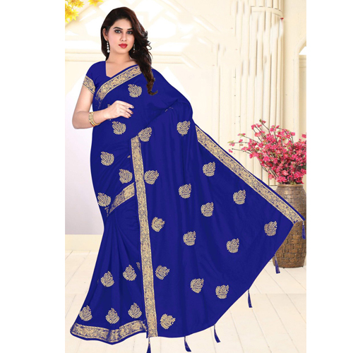 Blue Color Georgette  Saree with Blouse For Women