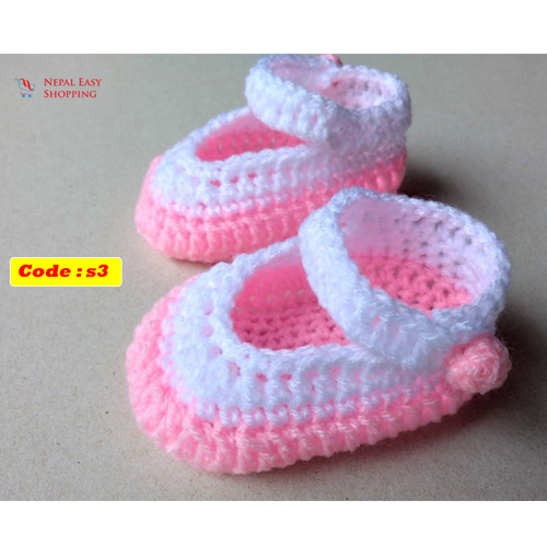 Newborn Knit Acrylin Pink Shoes, Soft Acrylic Baby  Baby Girl Welcome Gift,Newborn Girl Shower Gift