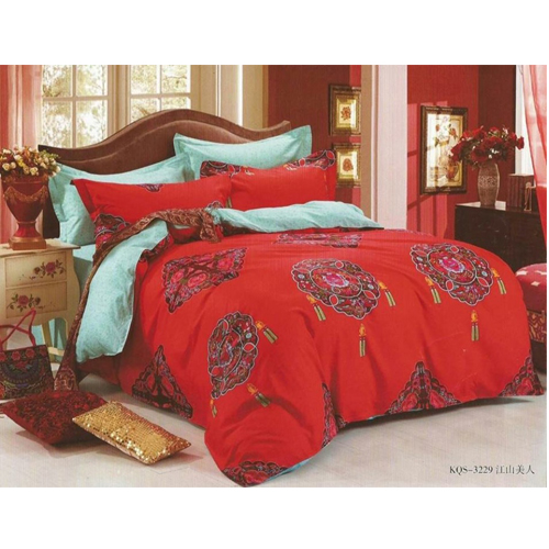 Pure Red Cotton King Sized Bed Sheet With 2 Pillow Covers