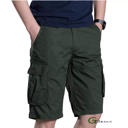 Men's Green Color Cotton Shorts