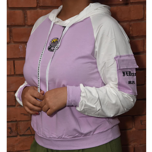 Women Purple Performance Fleece Pullover Hoodie with Arm pocket Design