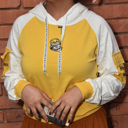 Women's Yellow Performance Fleece Pullover Hoodie with Arm pocket Design
