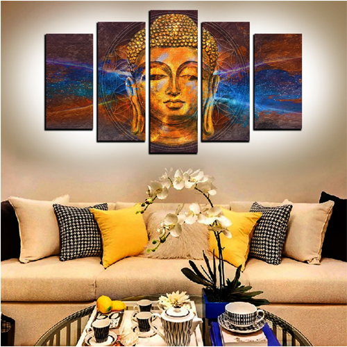 Photo Frames for Wall Decoration Lord Buddha Picture Split Panels Art Decor Set of Paintings in Living Room Bedroom Hotel Office, Sun-Board