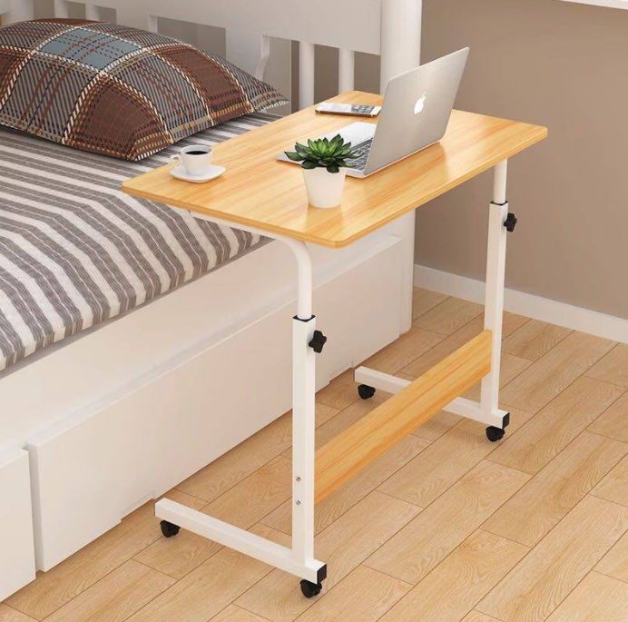 Adjustable Portable Bed Side Laptop Study Table with Wheels - 60*40*72-94cm