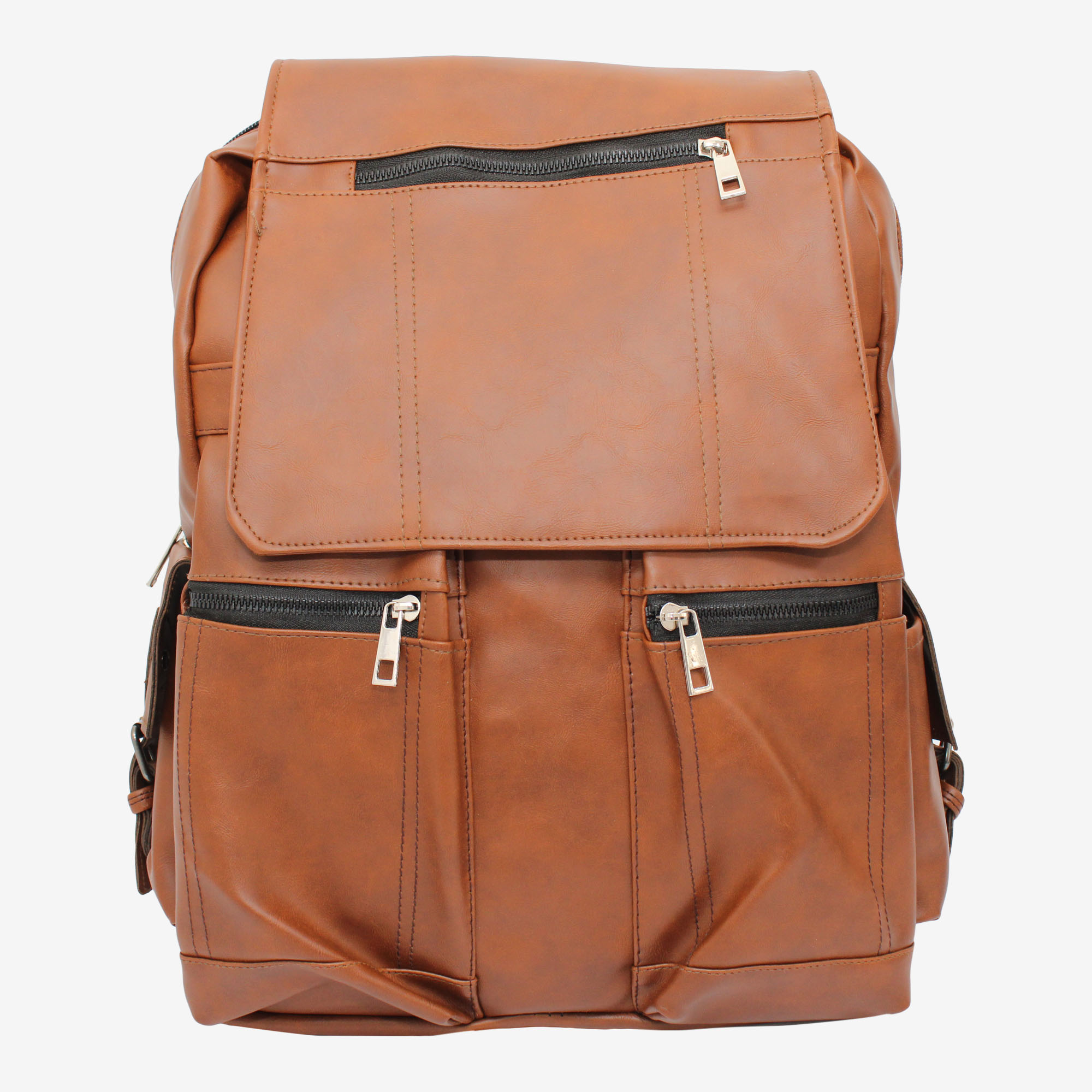Brown Leather School College Laptop Backpack Bookbag for Men Women
