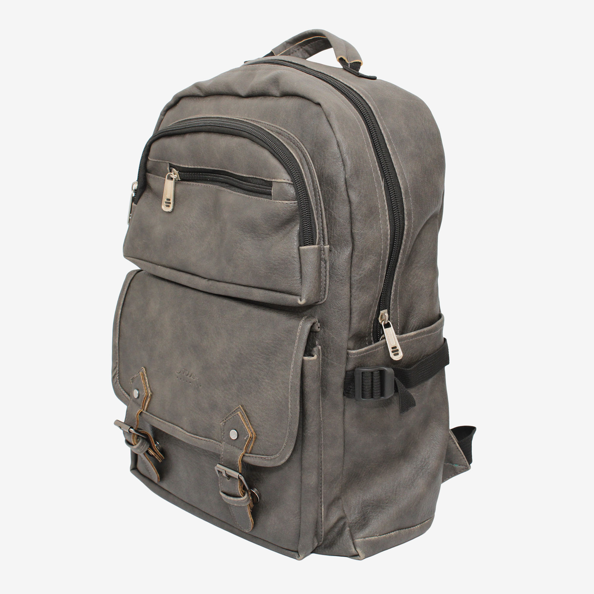 Grey Leather School College Laptop Backpack Bookbag for Men Women