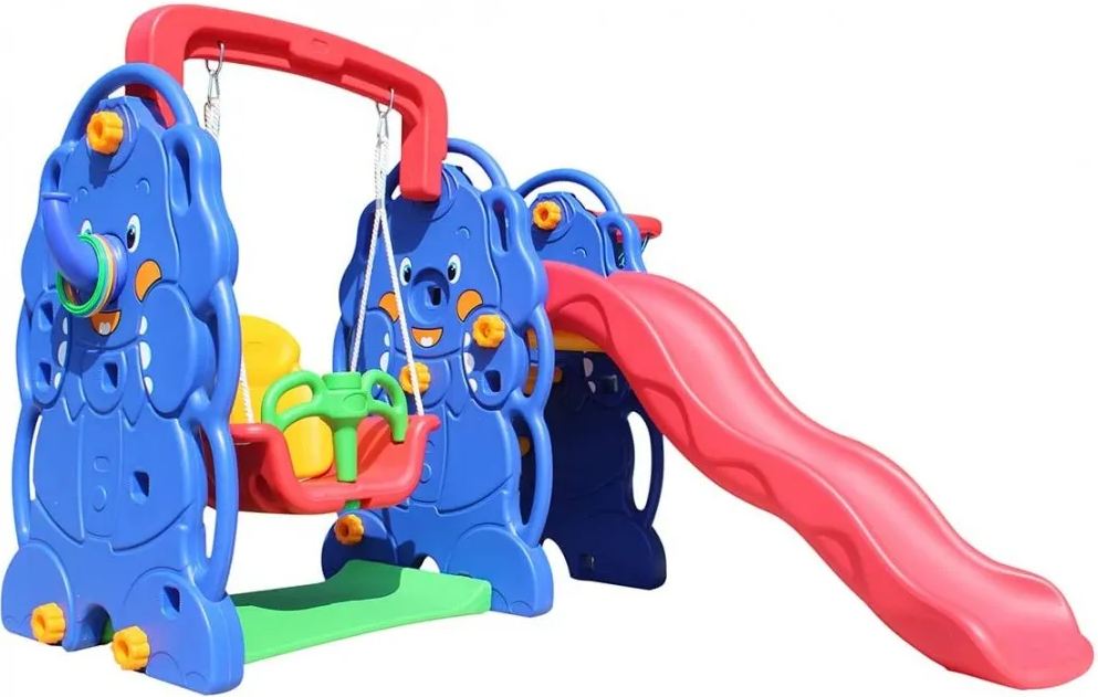 Wave Slide And Swing Set For Toddlers 4 In 1 Combination Kids Play Climber Slide Playset With Basketball Hoop
