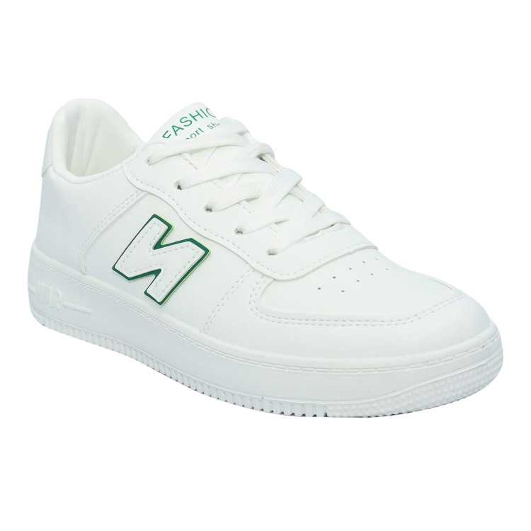 Men  Medium Width White/Green Synthetic Round Toe Lace-Up Closure Casual/Sport Sneakers