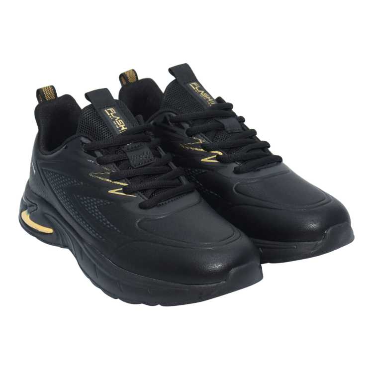 Medium Width Casual/Sport Sneakers in Black Super Active Synthetic Round Toe Lace-Up Closure Men Women