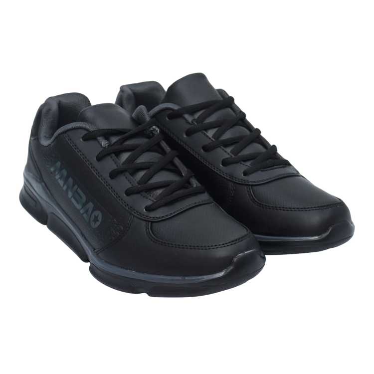 Medium width, lace-up closure, round toe, synthetic NANBAO sneakers for casual and sports wear Black Color 