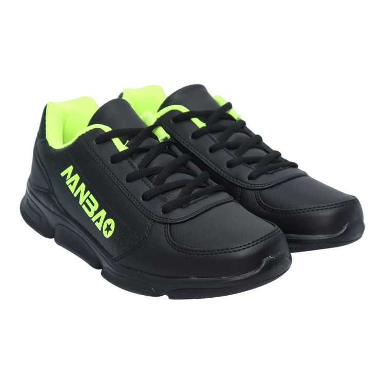 Medium width, lace-up closure, round toe, synthetic NANBAO sneakers for casual and sports wear Black \ Green Color 