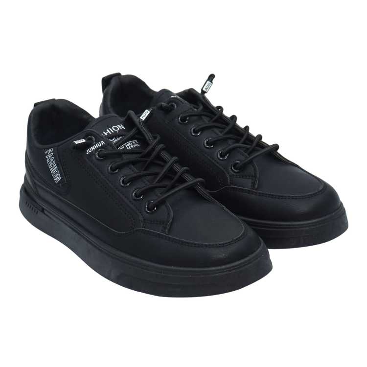 Men's Medium Width Black Synthetic Round Toe Lace-Up Closure Casual/Sport Sneakers