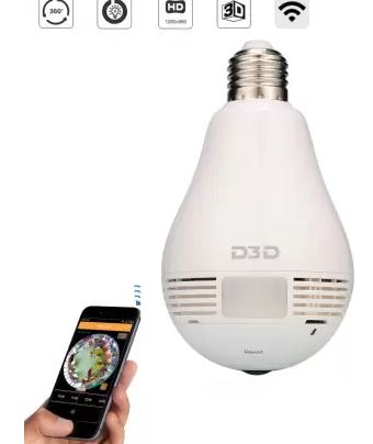 HD Wi-Fi Smart Home LED Bulb with Hidden 360° Security Camera