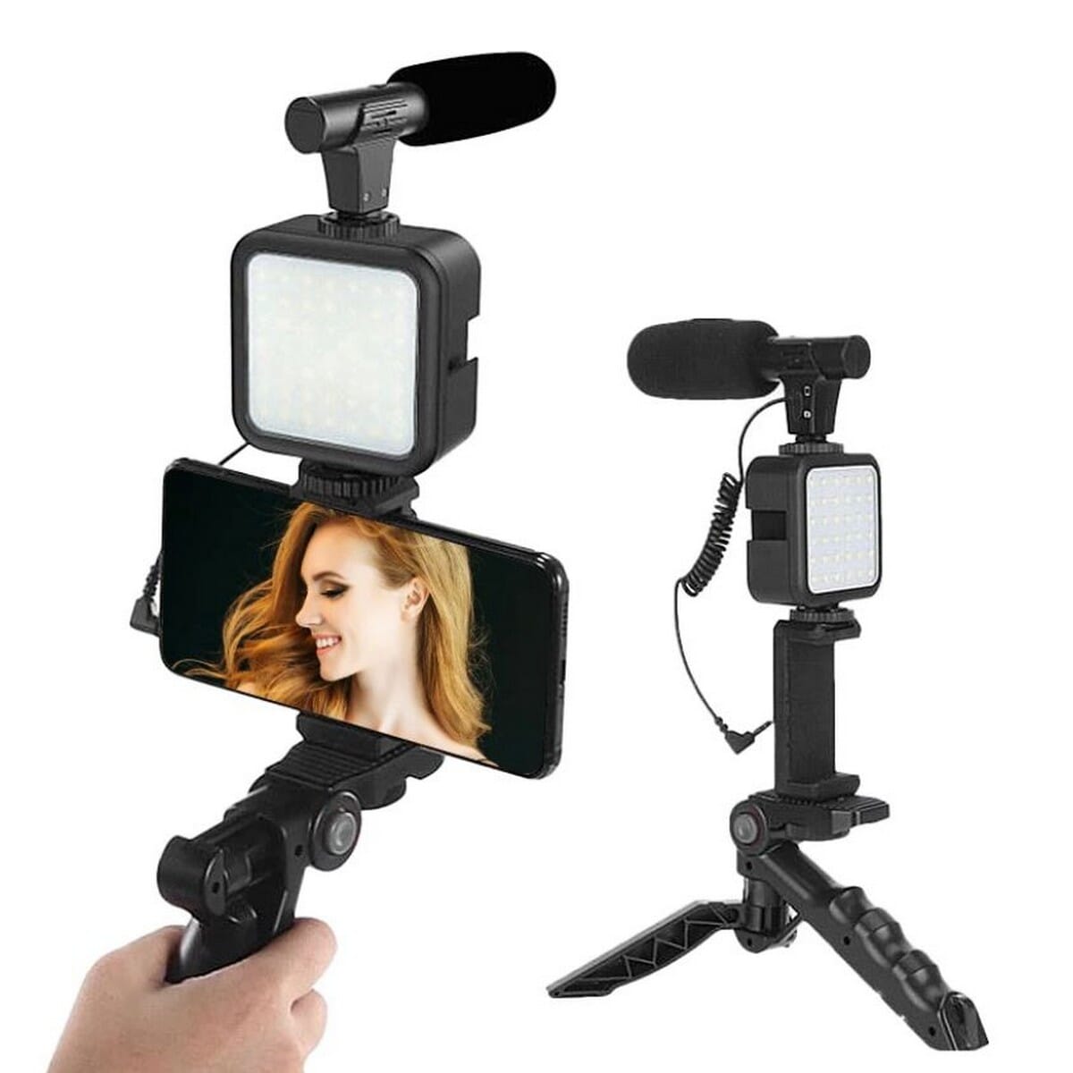 Camera Video Recording Vlogging Kit for Video Making Microphone LED Fill Light Mini Tripod For Phone Vlog Video Recording
