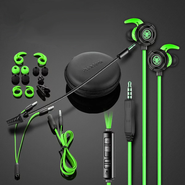 Gaming headset with in ear microphone noise canceling earphone with microphone for phone computer gamer green