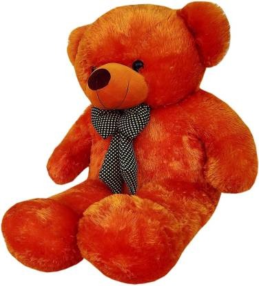 Soft Huggable Stuffed Spongy Cute Teddy Bear, Orange Color (3 Feet)