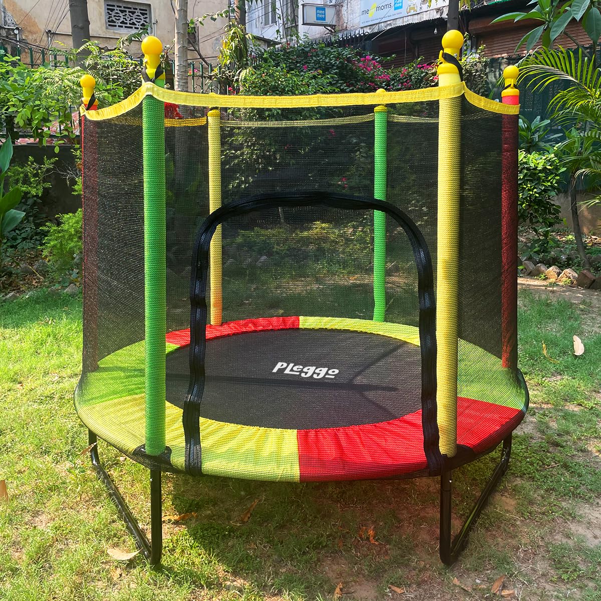 4.5 Feet Indoor & Outdoor Kids Trampoline with Safety Enclosure Net & Spring Pad