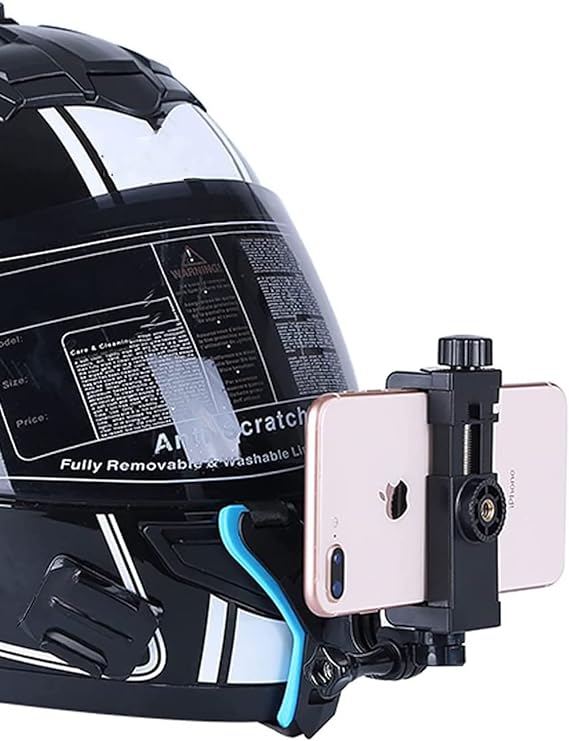 Helmet Chin Mount for Mobile Phone and GoPro, Motorcycle Strap Holder for Mobile and Action Cameras