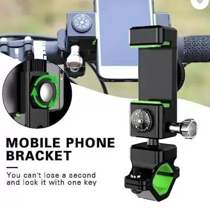 Motorcycle Bike Handlebar Phone Mount Holder Cradle with Compass LED Light