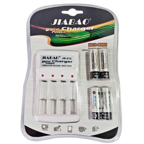Jiabao Battery Charger with 4 Rechargeable Batteries